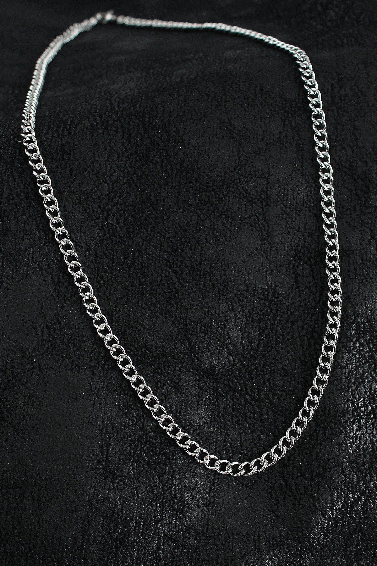 316L Çelik Klasik Oval Zincir Model Gümüş Renk Erkek Kolye