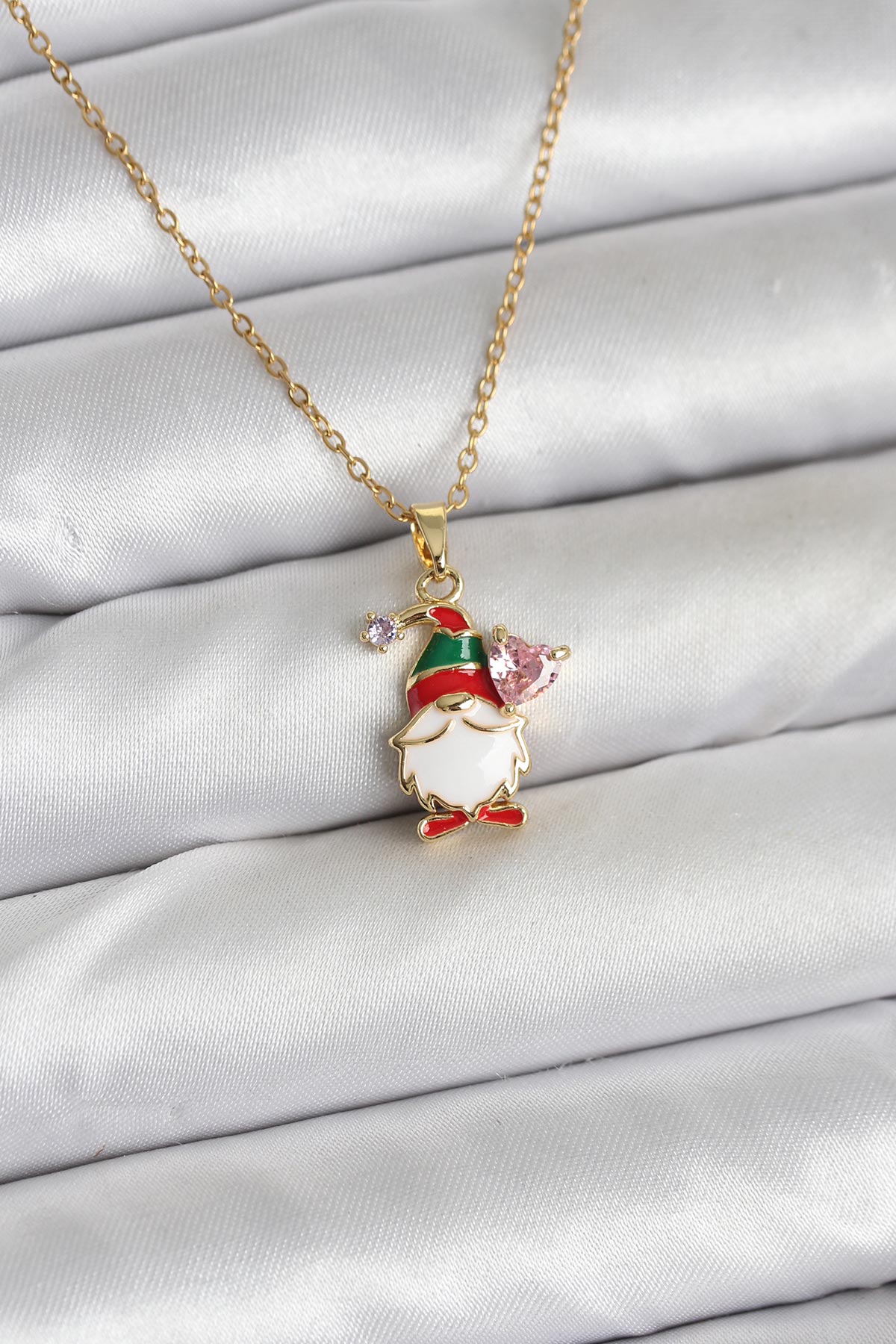 316L Çelik Zincir Gold Renk Yılbaşı Teması Kadın Kolye