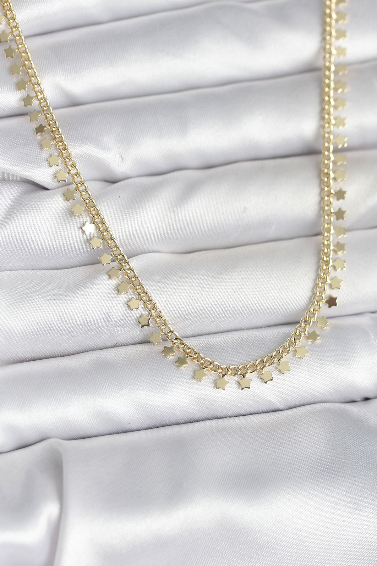 Pirinç Gold Renk Sıralı Yıldız Kadın Kolye