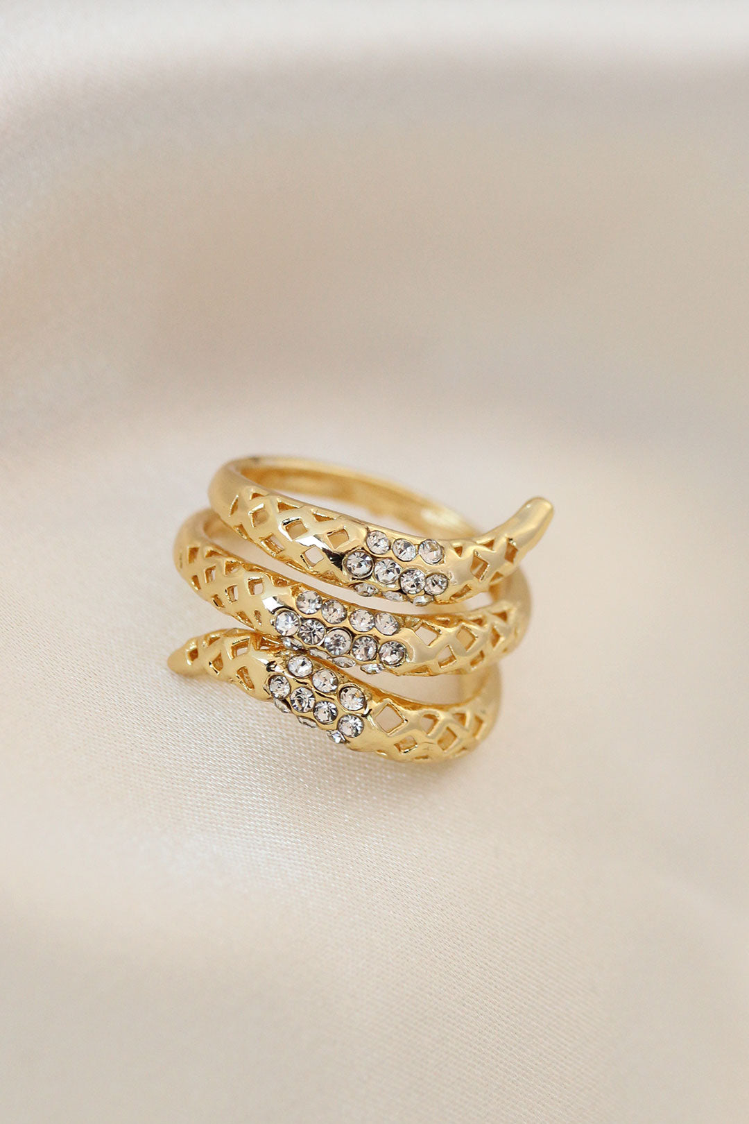 Ayarlamalı Altın Renk Metal Zirkon Taşlı Yüzük