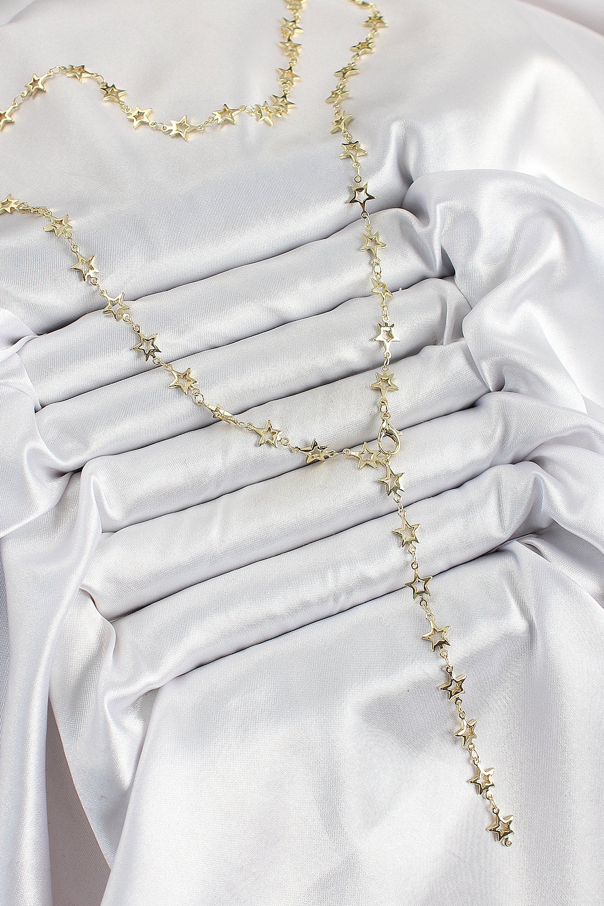 Pirinç Gold Renk Yıldızlı Kadın Y Kolye