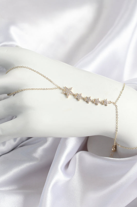 Pirinç Zirkon Taşlı Yıldız Model Gold Renk Kadın Şahmeran