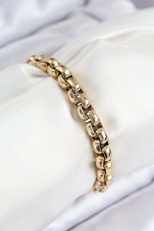 316L Çelik Halat Zincir Model Gold Renk Kadın Bileklik