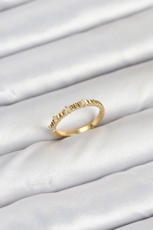 Pirinç Gold Renk Lazer Kesim Kadın Yüzük