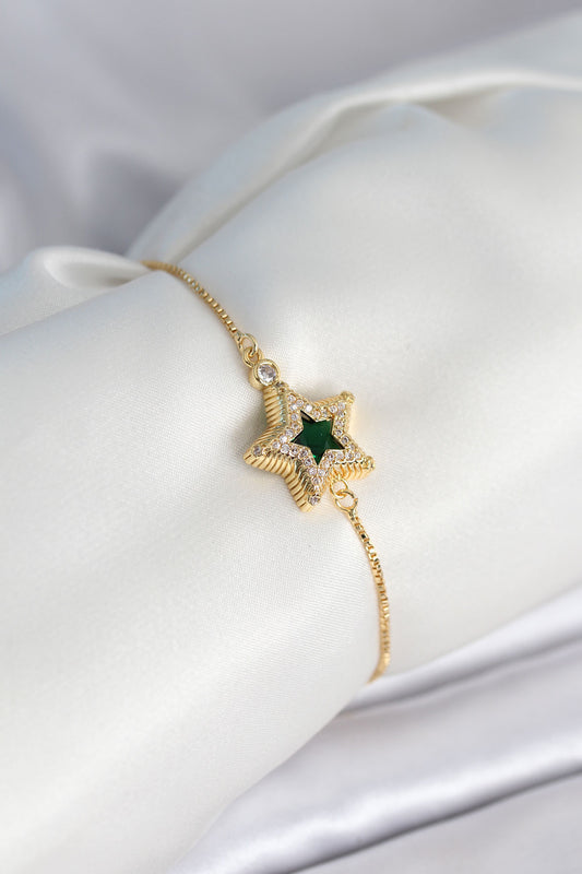 Yıldız Model Asansörlü Gold Renk Kadın Bileklik