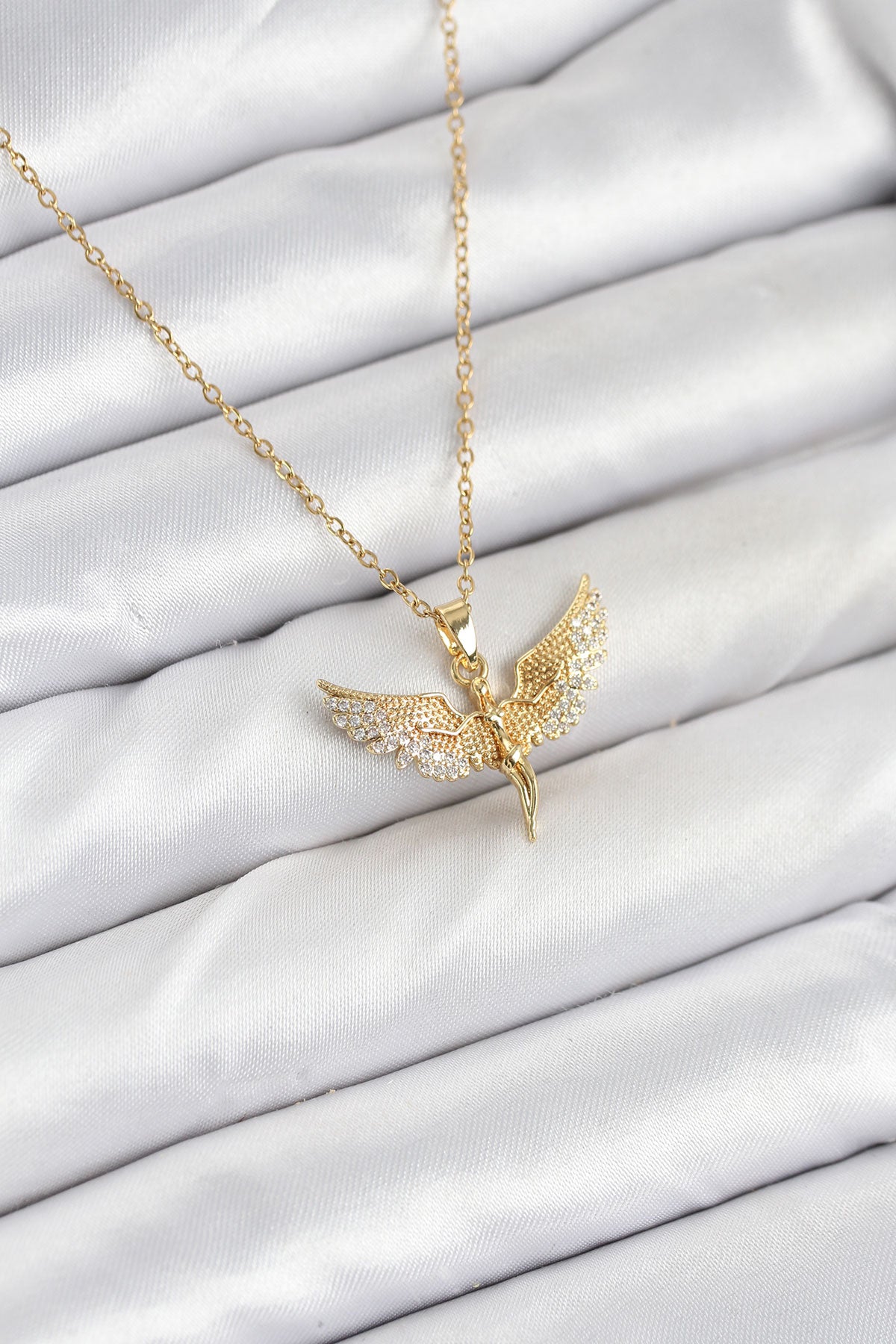 316L Çelik Zincir Gold Renk Melek Model Kadın Kolye