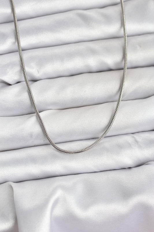 316L Çelik Zincir Gümüş Renk 60 cm Yılan Zincir Kadın Kolye