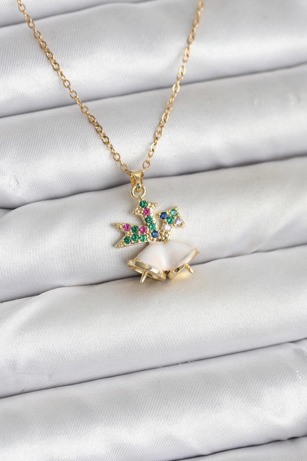 316L Çelik Zincir Gold Renk Chirtsmas Bell Model Yılbaşı Temalı Kadın Kolye