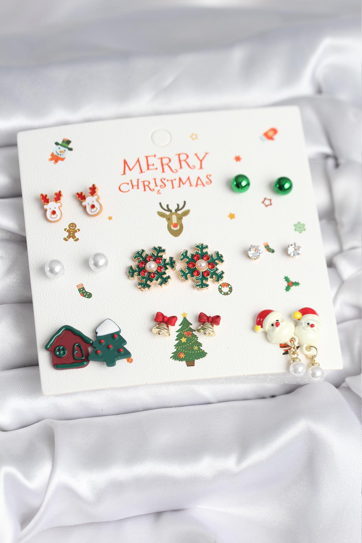 Yılbaşı Temalı 8 Çift Küpe Seti