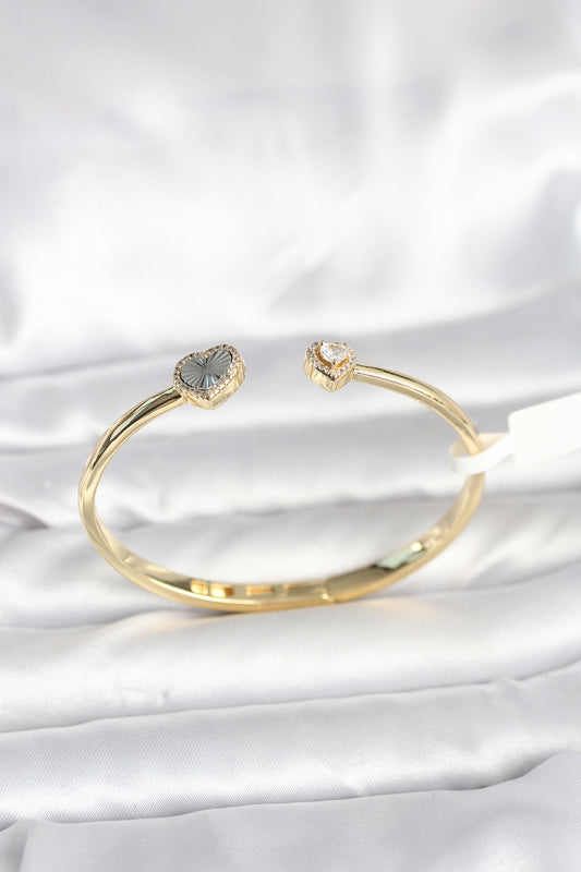 Pirinç Gold Renk Kalpli Model Kadın Kelepçe Bileklik