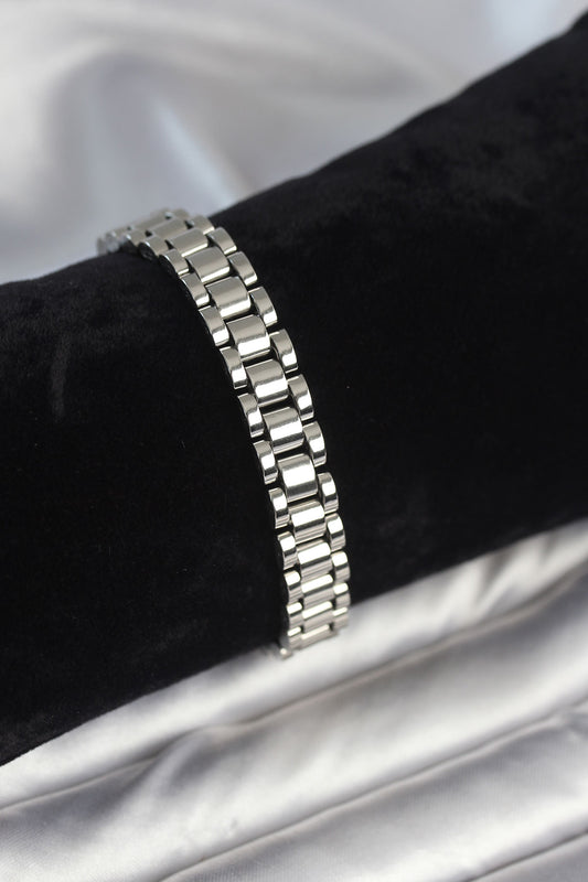 316L Çelik Gümüş Renk 9 mm Kalınlık Erkek Bileklik