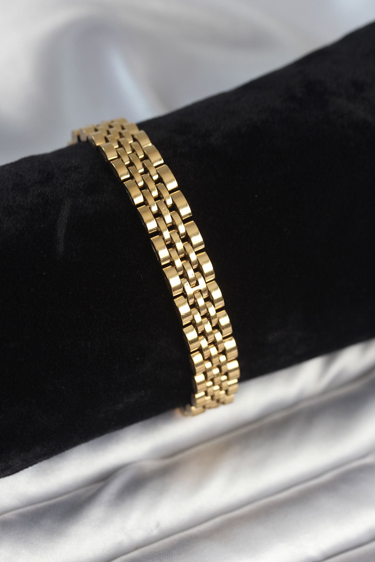 316L Çelik 9 mm Kalınlıkta Gold Renkli Erkek Bileklik